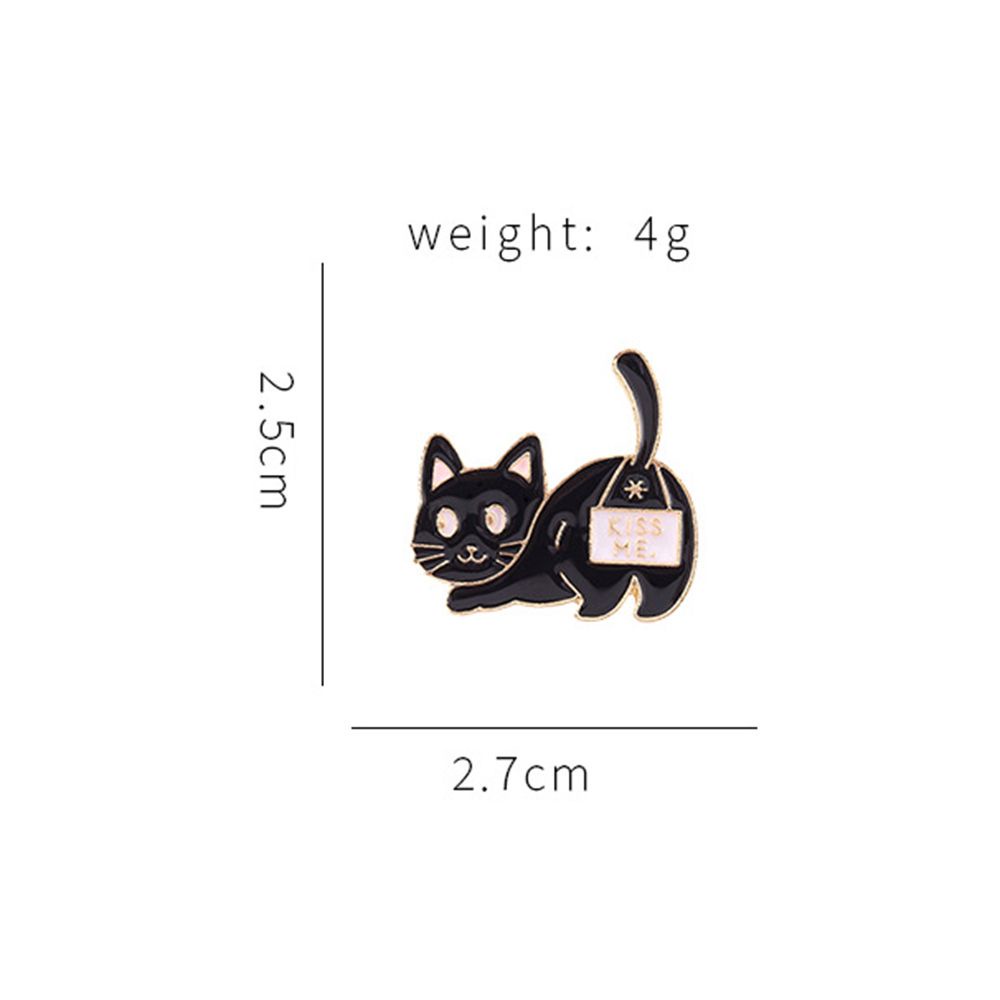 Bros Pin Enamel Bentuk Kucing Bahan Alloy Untuk Kerah Jaket Denim