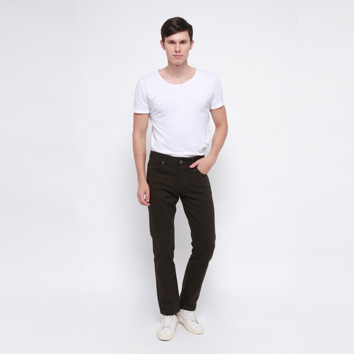 Edwin Celana Jeans Milan-018 Regular Fit Pria Panjang Army Green - Hijau Tua, 29 I7 Cuci gudang