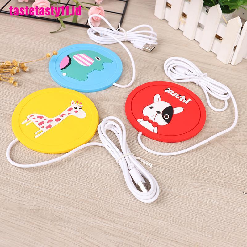 (TTID) Pad Penghangat Cangkir Kopi / Teh usb Motif Kartun Bahan Silikon