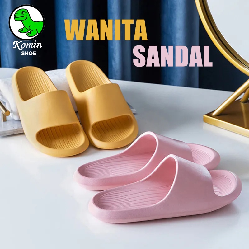 Sandal Murah Wanita EVA Anti Air Sandal Empuk Flat Sandal Kesehatan Slip On Polos Korean Style