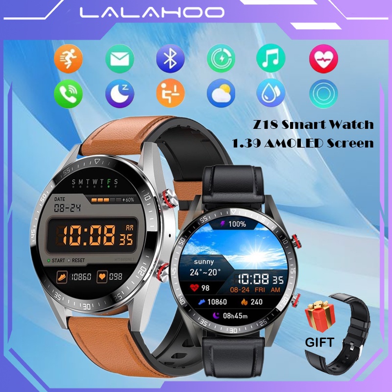 New Z18 SmartWatch Smartwatch (Tali Silikon Hitam Gratis) AMOLED 1.39-inch display 4GB music player