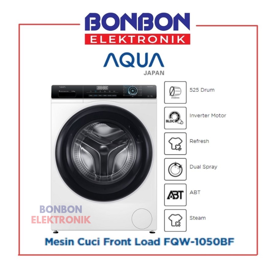 AQUA Mesin Cuci Front Loading 10.5KG FQW-1050BF INVERTER 10.5 KG