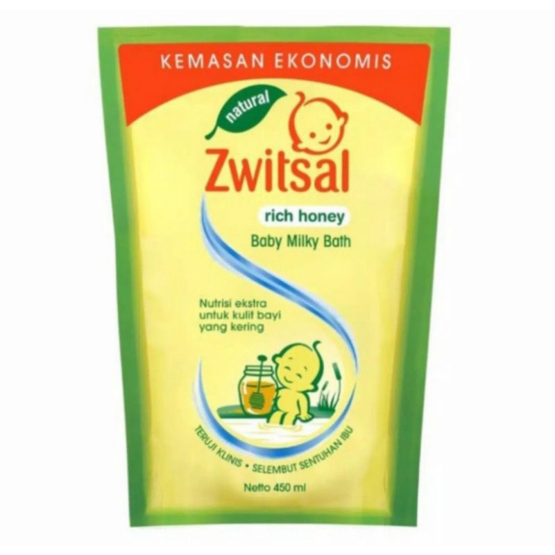 Sabun Mandi bayi Zwitsal REFILL 450ml RICH HONEY baby milky bath sabun cair isi ulang switzal 450ml