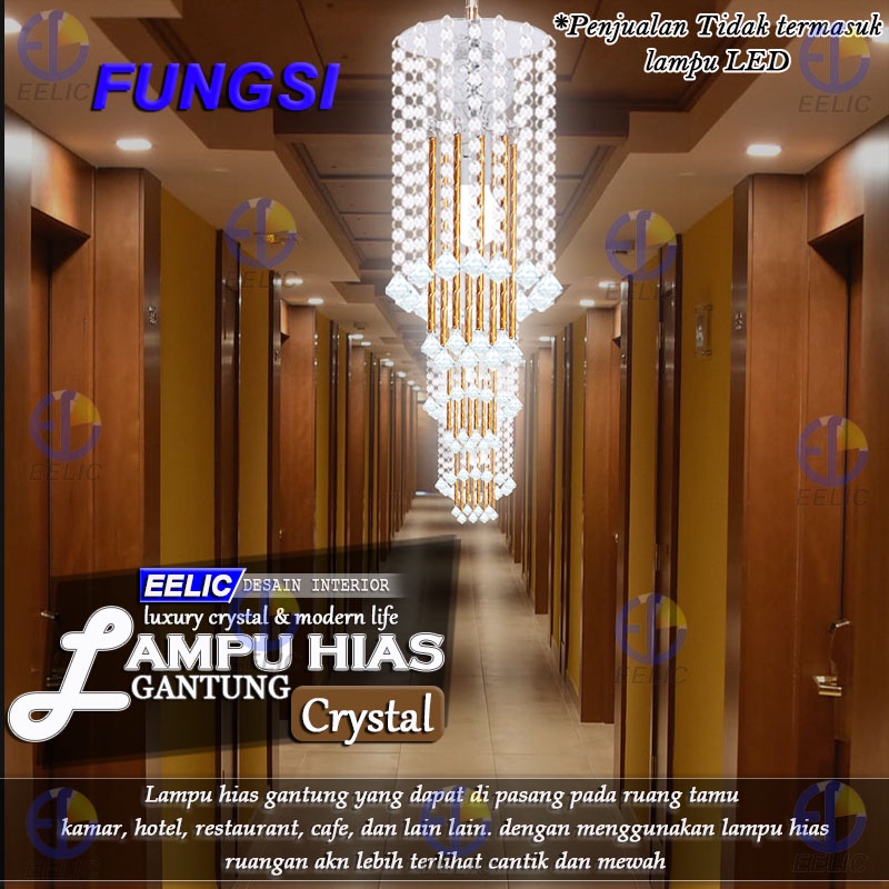 EELIC LHG-248 Lampu hias gantung akrilik transparan stic manik crystal dengan hiasan bola dibagian dalam lampu memberi kesan mewah dan elegant