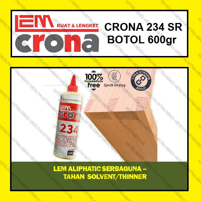 

Lem Crona 234 SR 600 gr Lem Kayu BEST SELLER ALIPHATIC WOOD GLUE