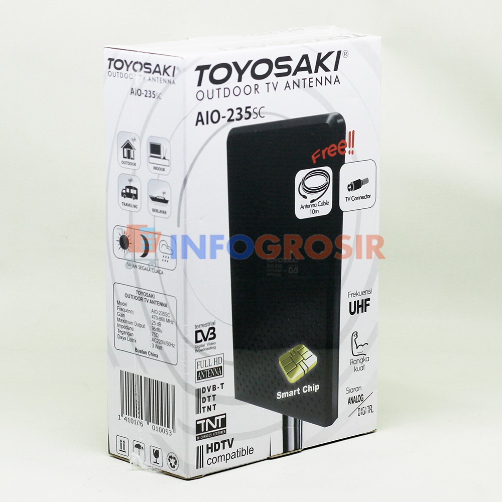 Antena TV Digital Toyosaki AIO 235 SC Original Free kabel 10m