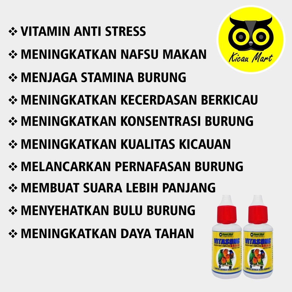 VITAMIN OBAT PENGGACOR BURUNG MURAI KACER LOVEBIRD VITASONG NUTRIBIRD PENAMBAH DURASI SUARA VTVTSFY