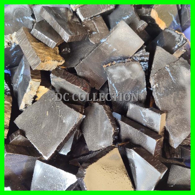 BAHAN ROUGH NATURAL BATU FOSIL GALIH KELOR HITAM BERSERAT