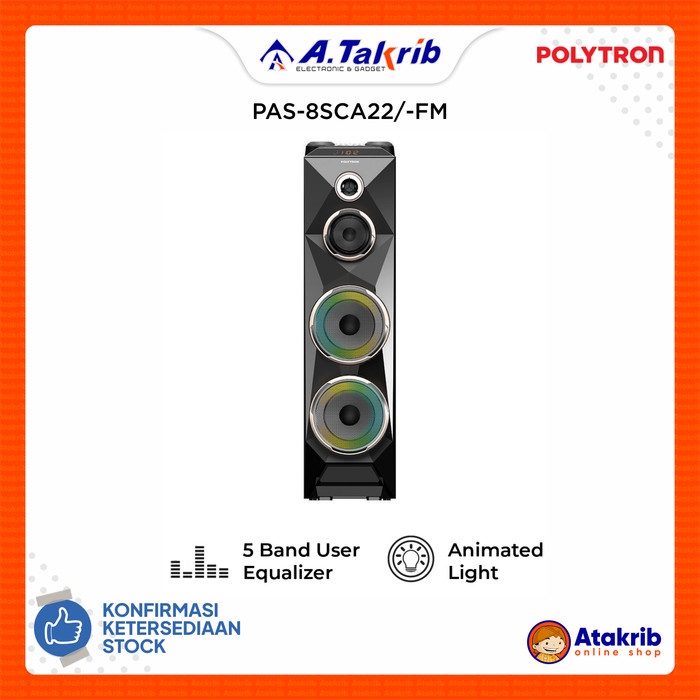 POLYTRON SPEAKER AKTIF PAS-8SCA22/-FM 8 Inch Bluetooth Speaker