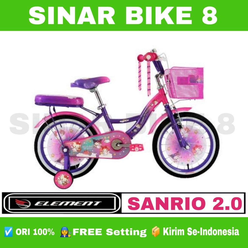 Sepeda Anak Mini ELEMENT SANRIO 2.0 Caharacters Ukuran 12&quot; 16&quot; &amp; 18 Inch