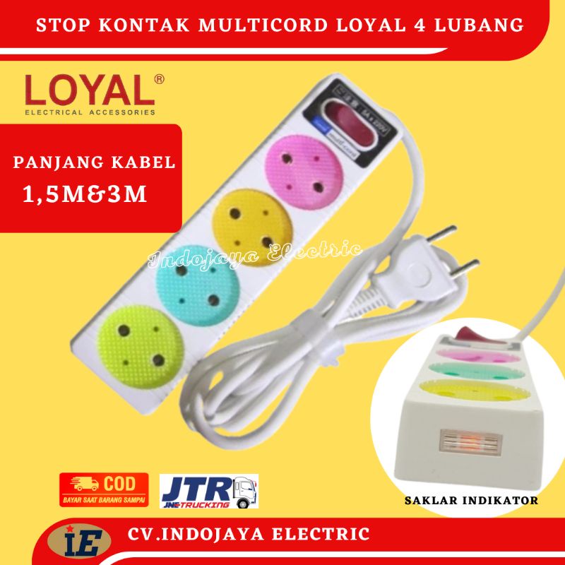 Loyal Yunior Multicord Stop Kontak Gepeng 4 Lubang + Kabel 1,5M dan 3M