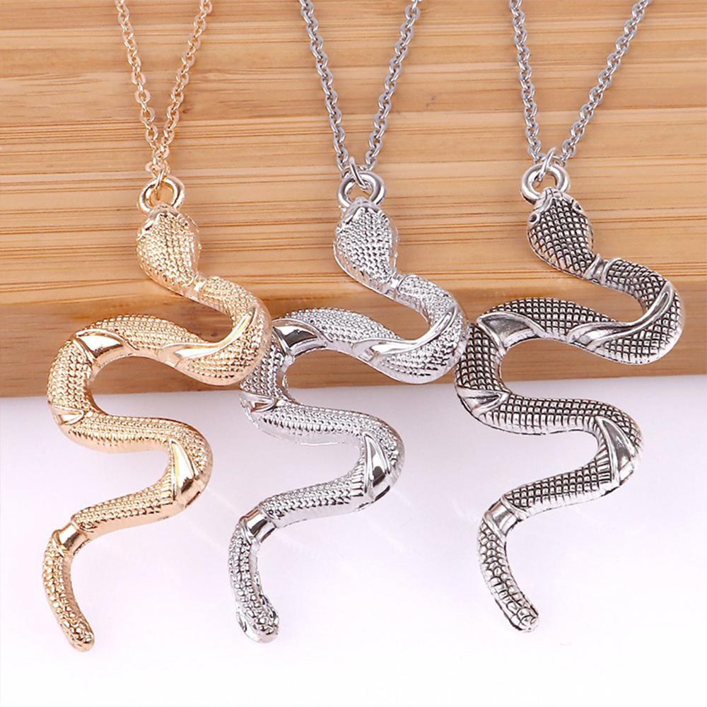 Top Snake Pendant Kalung Pria/Wanita Boho Vintage Punk Unquie Warna Emas Perak Perhiasan Statement Pouplar Necklace