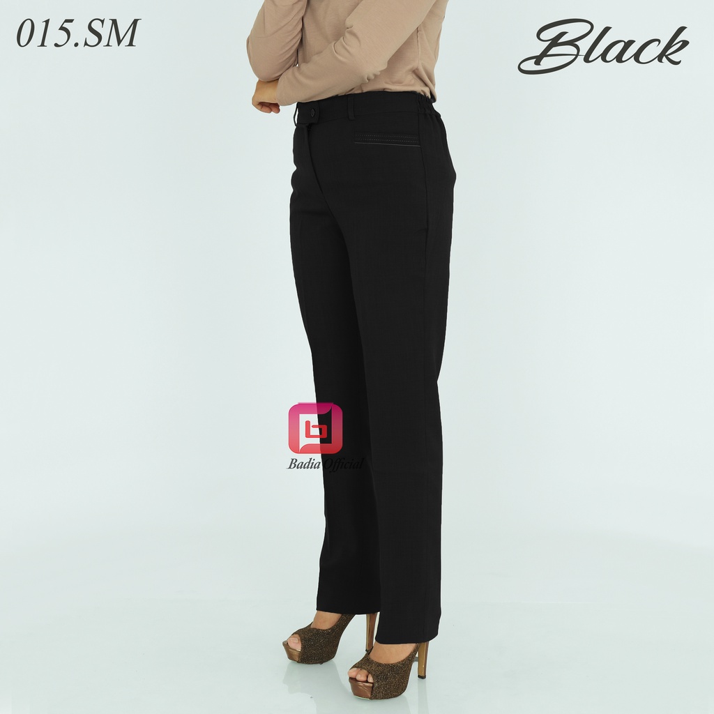 celana formal kerja kantor stretch jumbo wanita pinggang kancing karet sisi samping tinggi premium