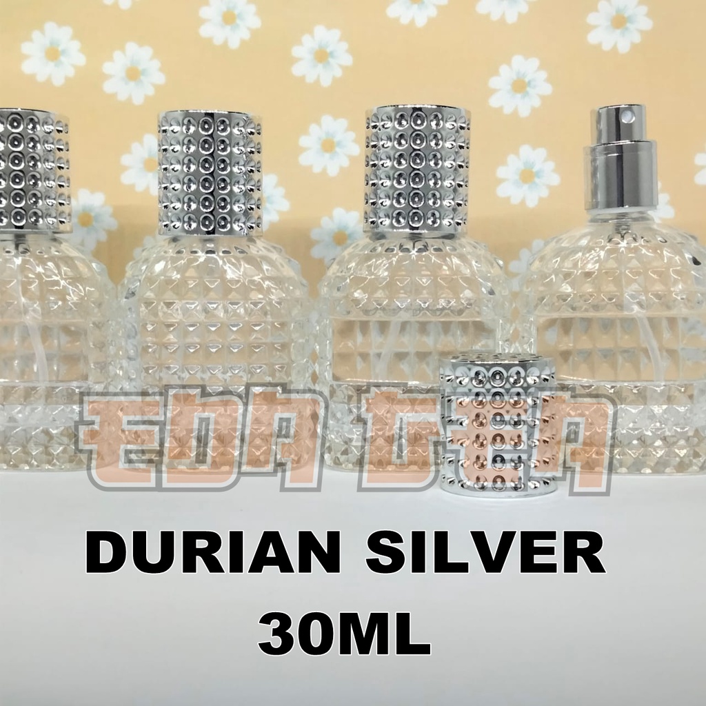 Botol Parfum Spray DURIAN SILVER  30ML - BOTOL KOSONG - PERLUSIN