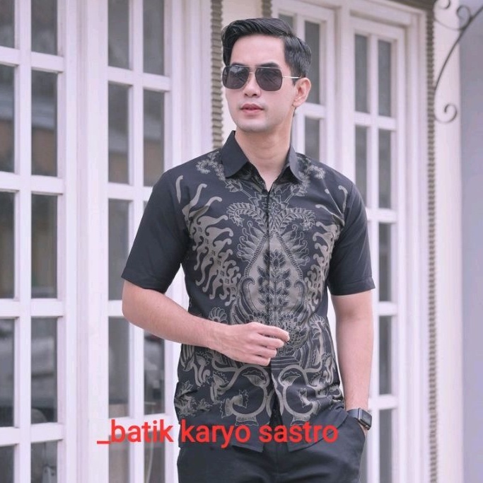 Baju Kemeja Batik Pria Lengan Pendek Slim fit Premium Lapis Furing