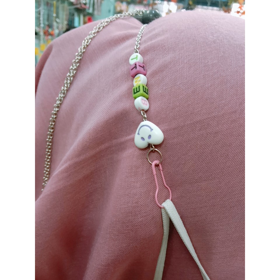 Mask Chain Neck Strap Kalung masker Rantai Manik LOVE Emoji Kalung masker Hijab Strap mask korea