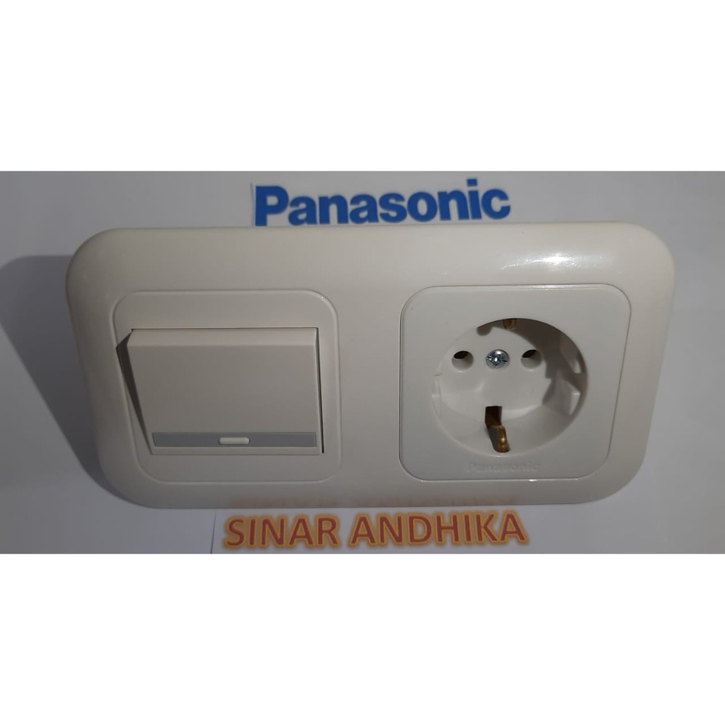 STOP KONTAK NON CP + SAKLAR ENGKEL LEBAR PUTIH PANASONIC WEJP 11312-7+WEJ 5541