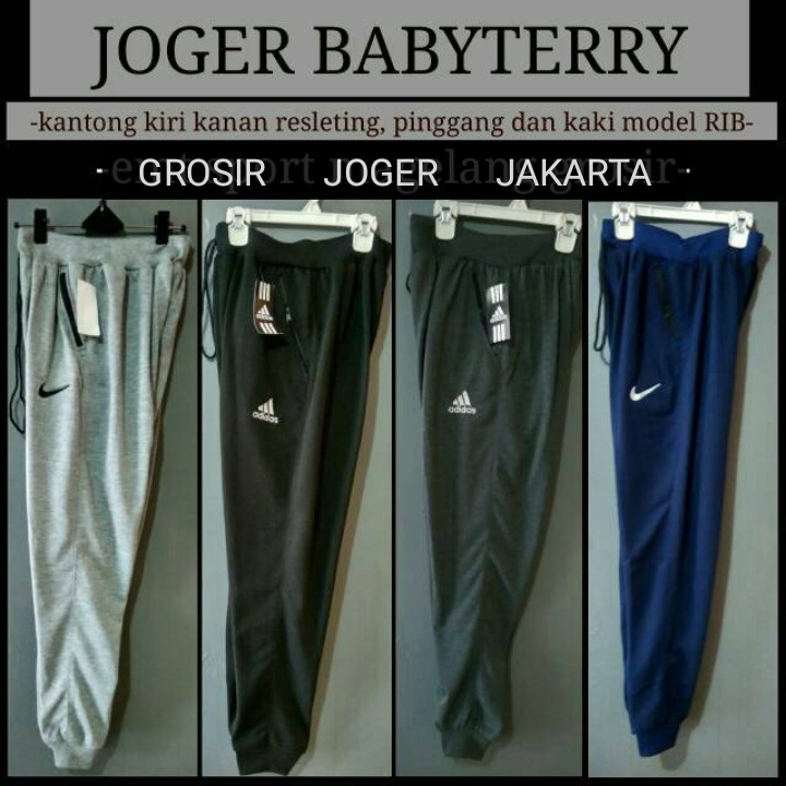 Celana Training Jogger panjang saku resleting