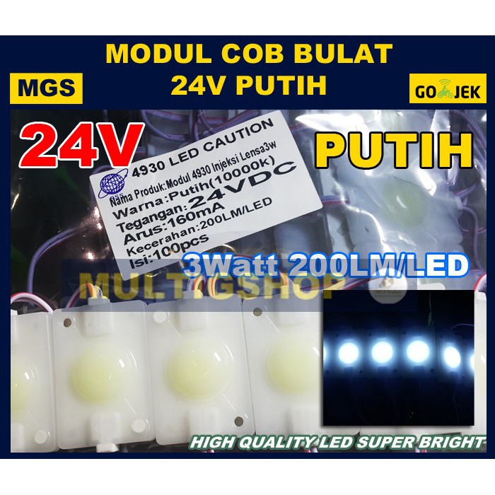 100Pcs Modul 4930 COB Bulat 24v - Putih