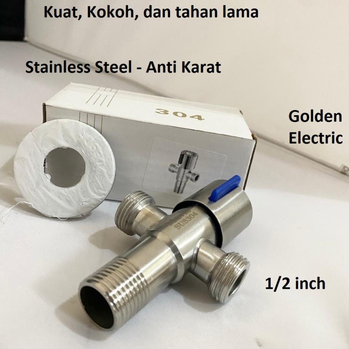 Stop Kran Keran Air Tembok T 2 Cabang Jet Shower Closet Double ON OFF