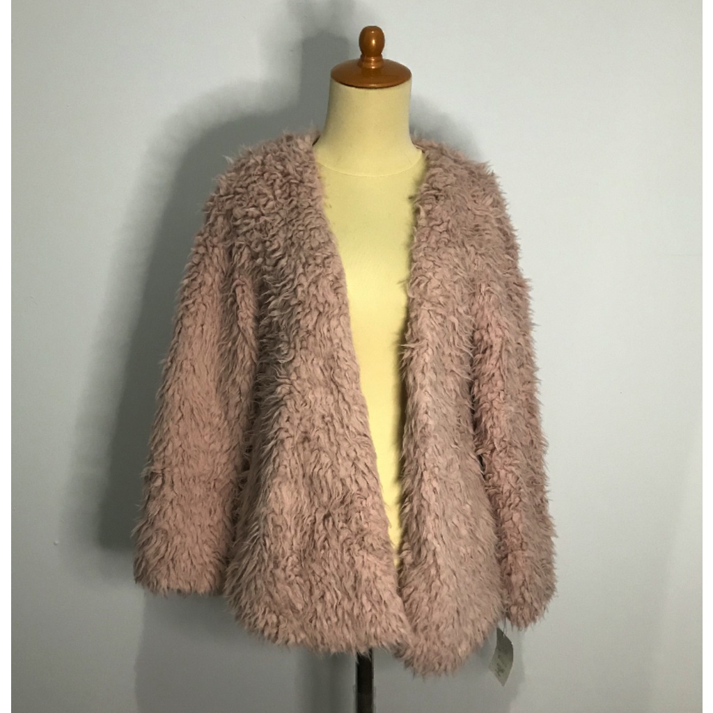 Jaket Bulu Jakbul Mewah Premium Highclass Pakaian Atasan Luaran Wanita Knitwear Knit Fuzzy Bulu