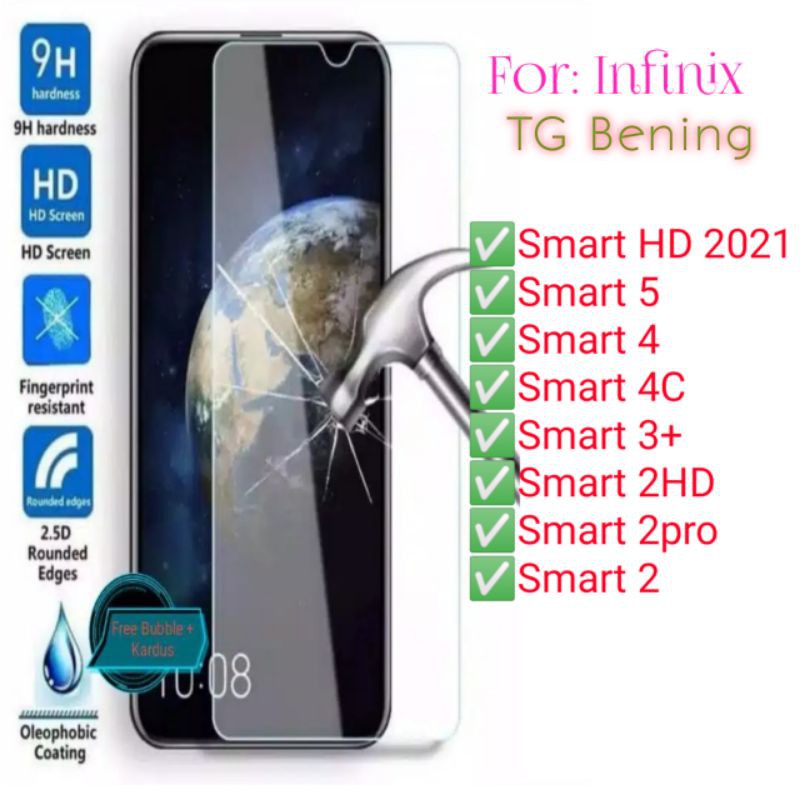 Infinix Smart HD 2021 5 4 4C 3plus 2 Antigores Bening Tempered Glass Screen Guard protector TG