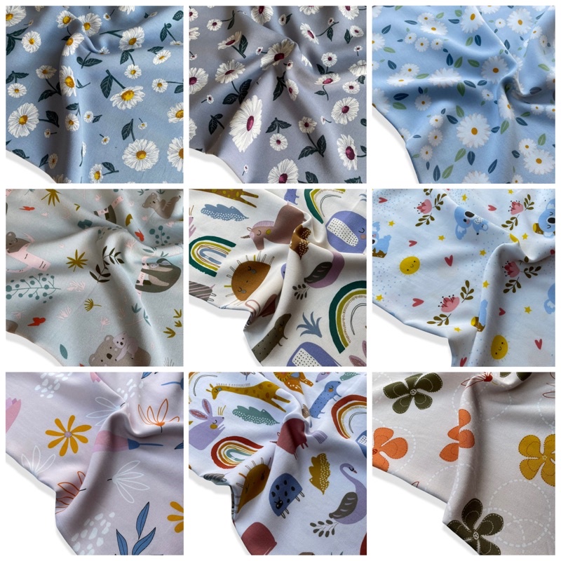 Kain Katun Rayon Viscose Motif Uniqlo