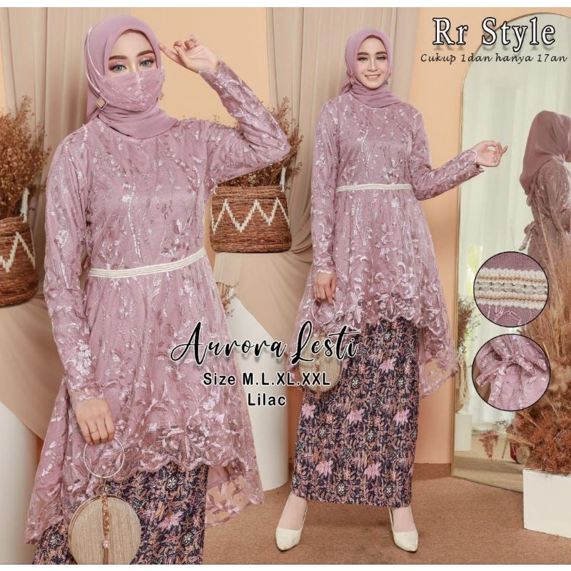 Kebaya Aurora Lesty / Kebaya Modern / Kebaya Wisuda / Kebaya Remaja / Baju Kebaya Kondangan / Setelan Kebaya Modern