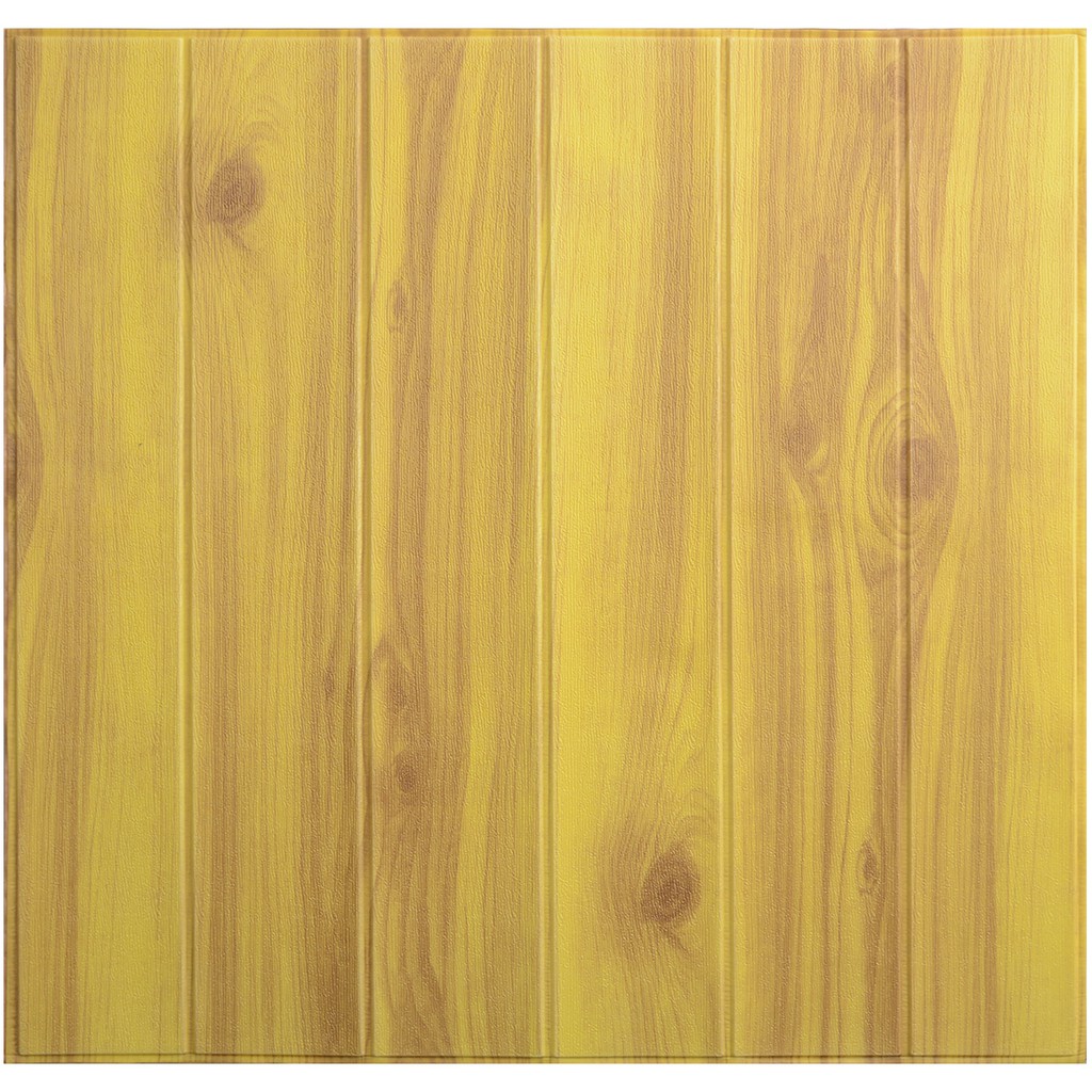 [COD] Wallpaper Dinding 3D Motif Kayu Wood Foam 70*70cm Dekorasi Kamar High Quality Walpaper-KUNING