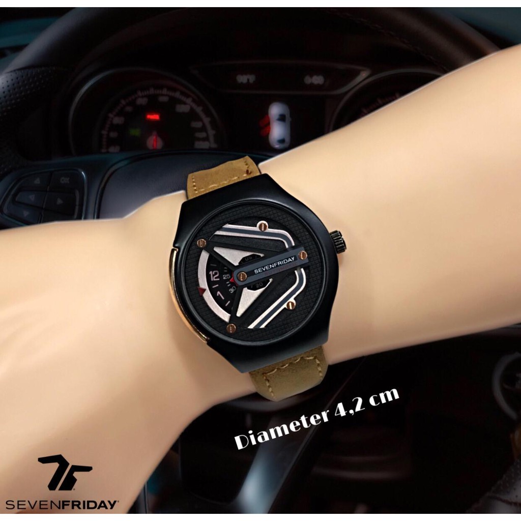 JAM TANGAN PRIA TALI KULIT SEVEN FRIDAY