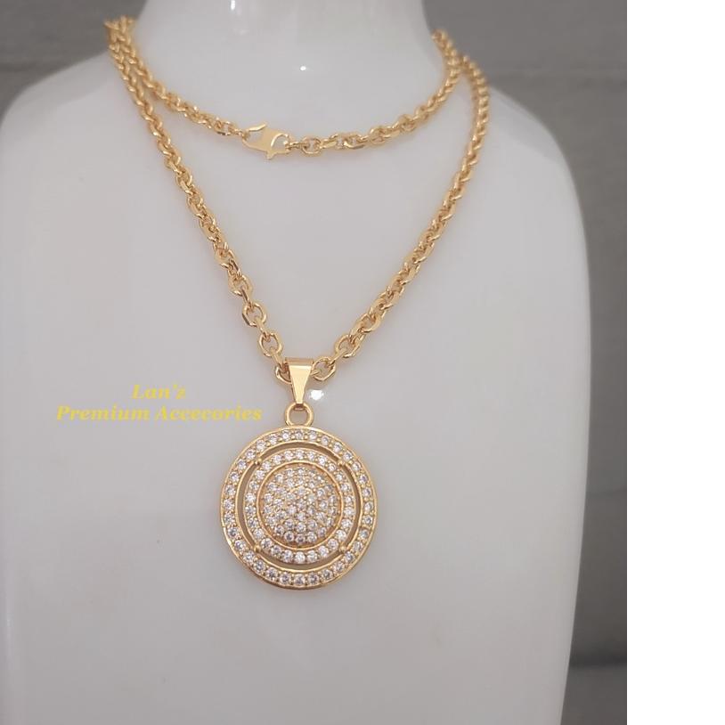 ❄ Kalung Liontin Bulat Besar Titanium 23K ✦