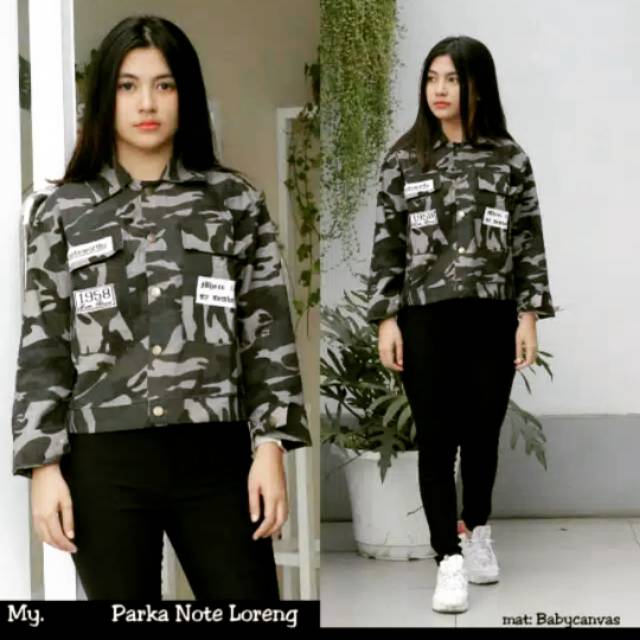 Jaket Parka Note Loreng Wanita