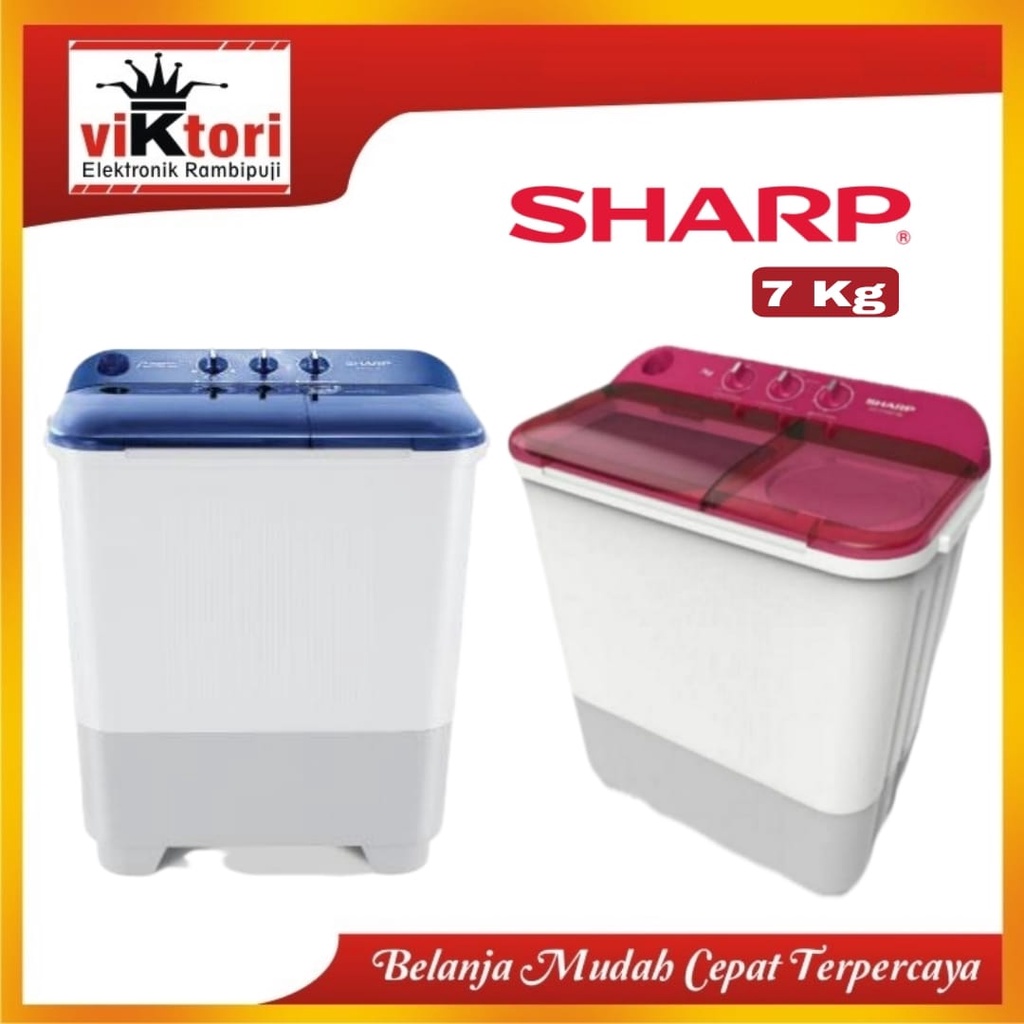 MESIN CUCI SHARP EST75NT / MESIN CUCI 2 TABUNG SHARP / MESIN CUCI 7KG SHARP/ MESIN CUCI TWIN TUB / S