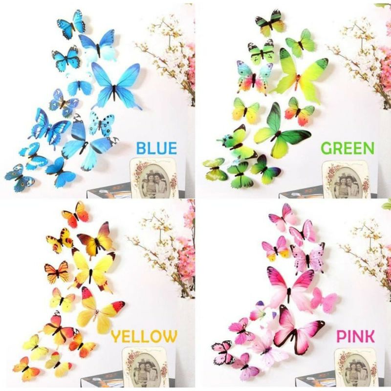 

(COD) STIKER + MAGNET KUPU KUPU ISI 12PCS//STIKER BUTTERFLY