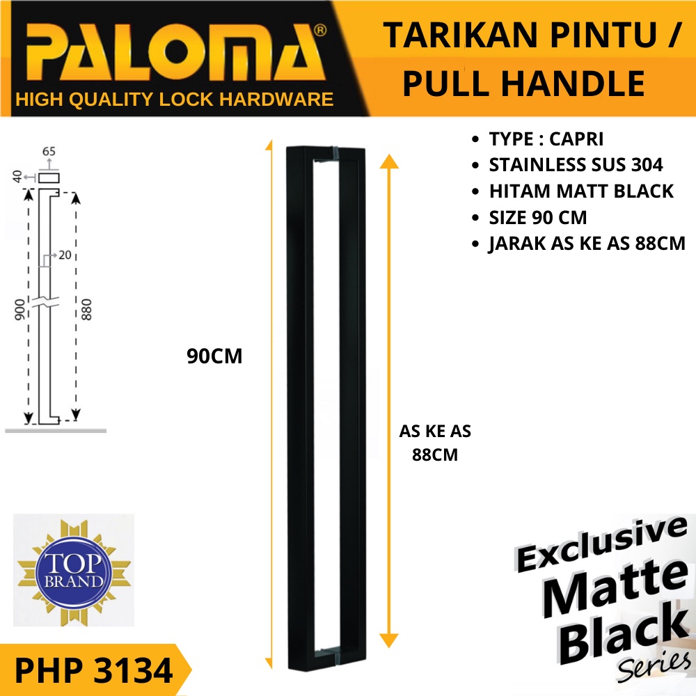 PALOMA PHP 3134 CAPRI PULL HANDLE TARIKAN PINTU 90CM HITAM BLACK