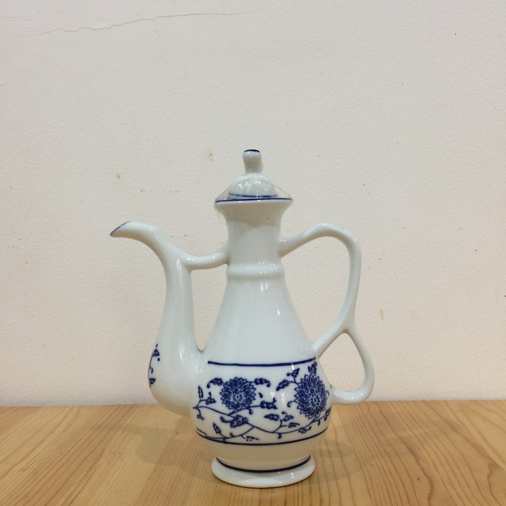 USAHATEMANKU TEKO KERAMIK PORCELAIN MOTIF BUNGA WARNA BIRU PUTIH