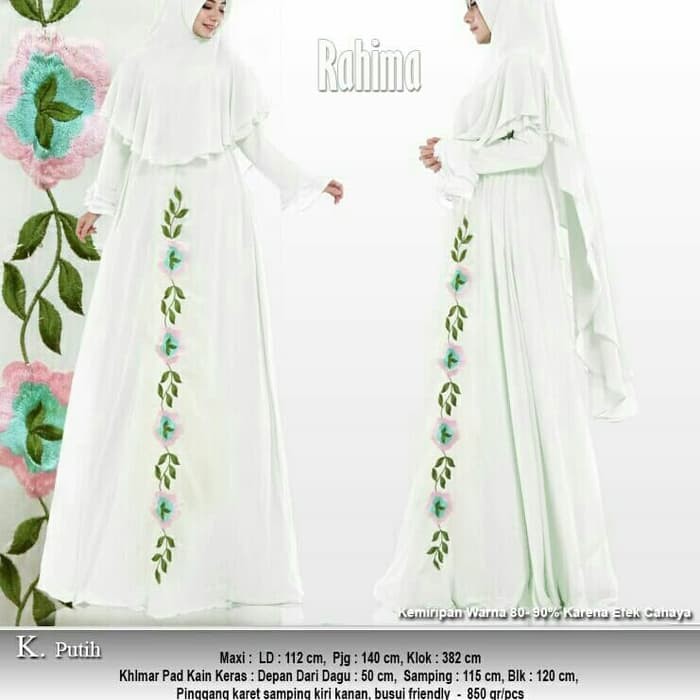 HIJAB 35368 K PUTIH RAHIMA MAXI cerruti premium berfuring. KHIMAR cerruti