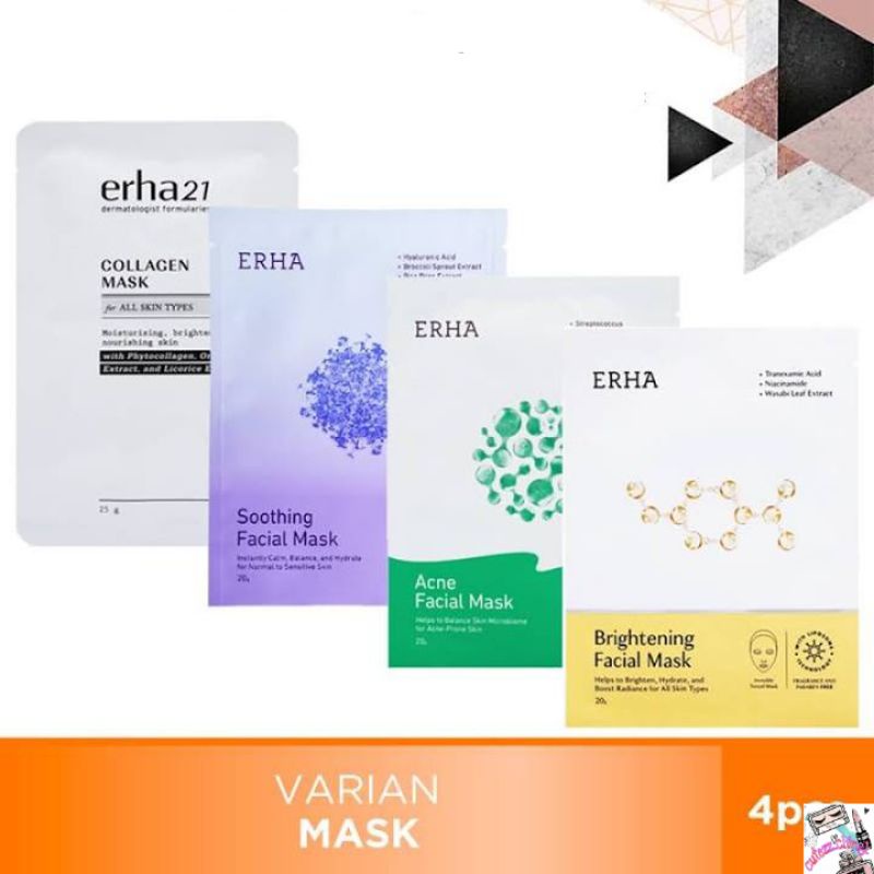 ☃Cutezz_Ching1☃Erha Facial Mask / Sheet Mask Series _Acne_ Brightening_Shooting_Colagen 20g