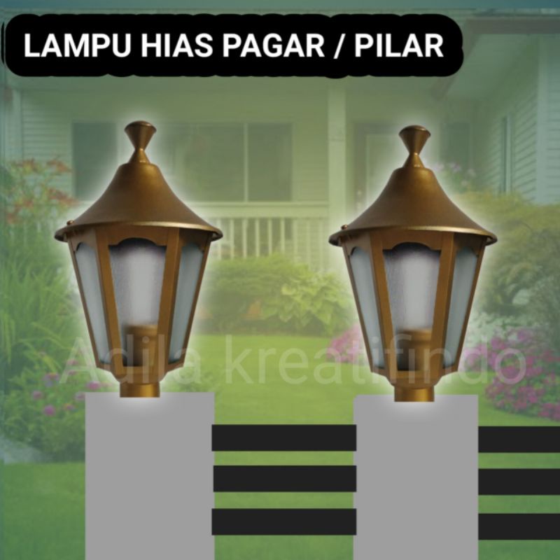 lampu hias taman pilat pagar rumah warna gold