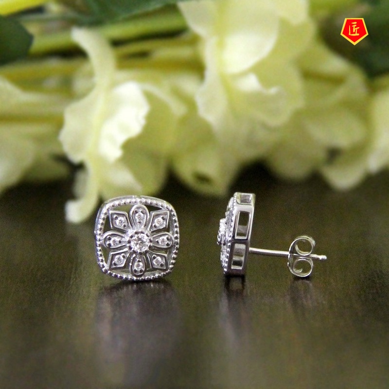 [Ready Stock]New Personalized Women's Micro-Inlaid Flower Stud Earrings