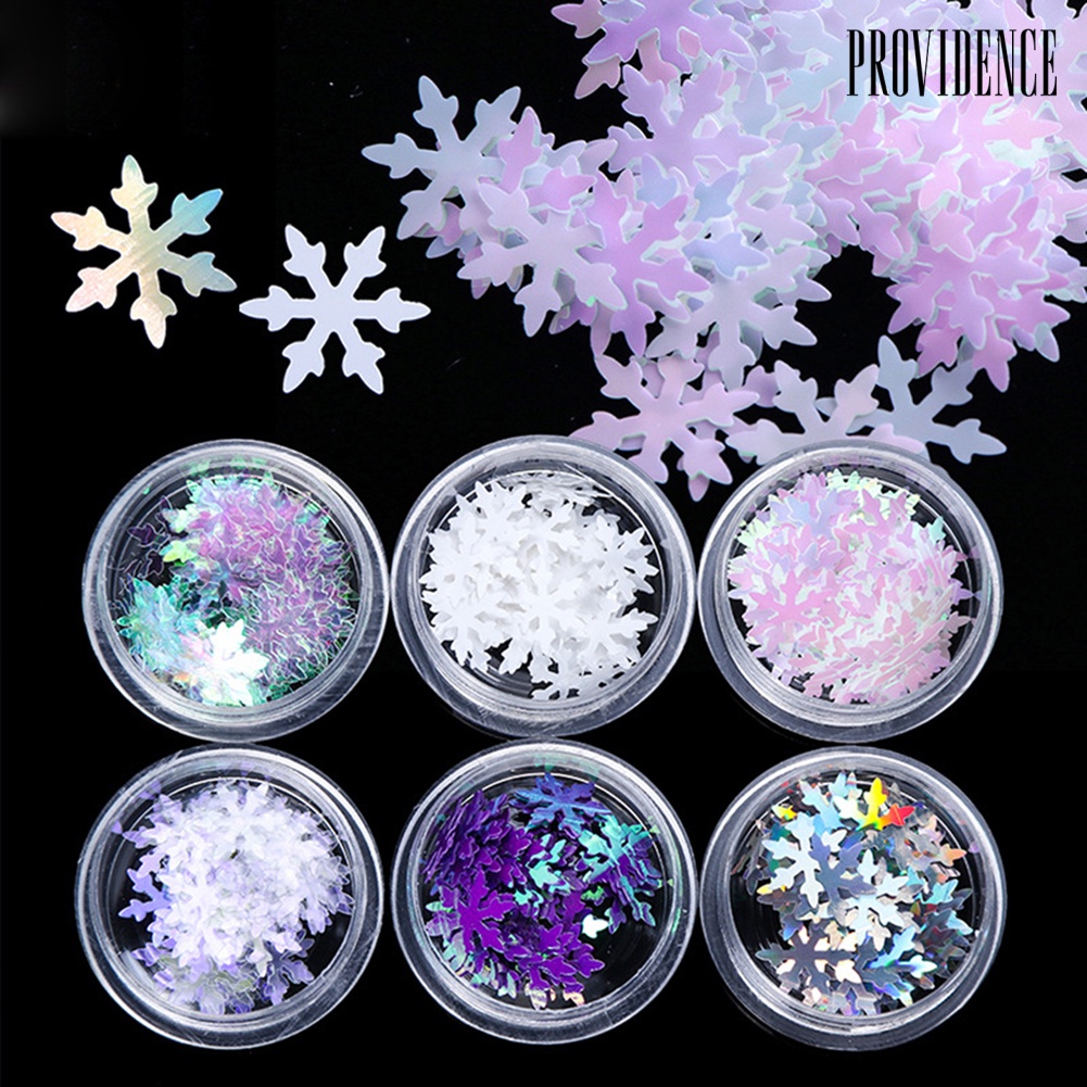 Providence 6 Boxes Christmas 3D Glitter Snowflake Sequins Nail Art Shiny Ultra-thin Flake