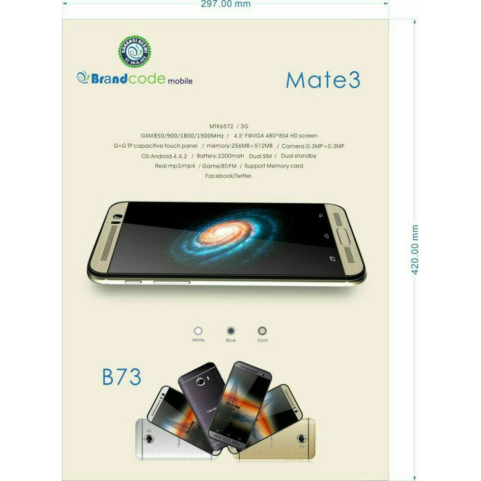 *KUALITAS TERBAIK*    BRANDCODE MATE3 MATE 3 HP ANDROID 3G   *Grosir Handphone*