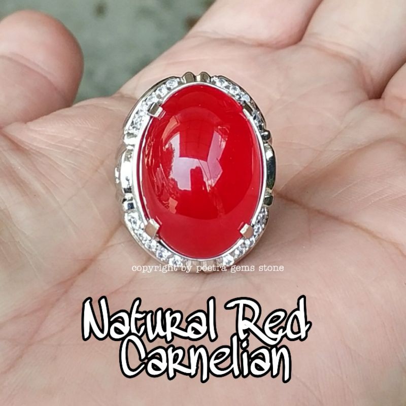 CINCIN BATU AKIK NATURAL RED CARNELIAN RED BARON MERAH GIWANG