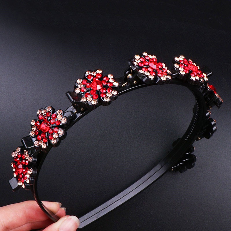 [ACKER] Rhinestone Ikat Kepala Mutiara Bangs Braided Hair Band Untuk Wanita