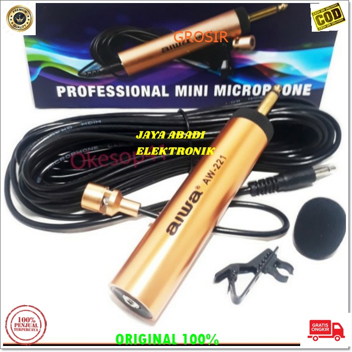 G498 AIWA MIC KABEL JEPIT 8 METER KLIP CLIP MIK MIKROPON CABLE MICROPHONE KARAOKE VOKAL VOCAL ARTIS 
