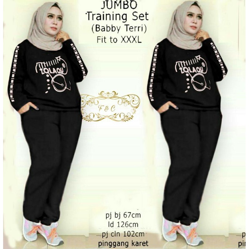 SETELAN TRAINING WANITA JUMBO/BAJU OLAH RAGA WANITA/ STELAN JUMBO