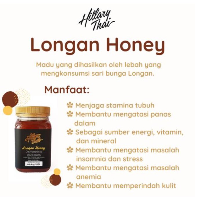 Hillary Thai Longan Honey 500 Gr