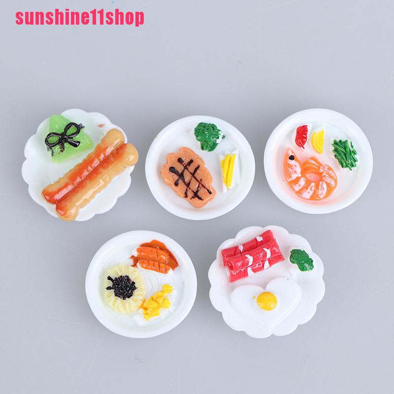 5pcs Miniatur Piring Telur Roti Skala 1: 12 Untuk Rumah Boneka