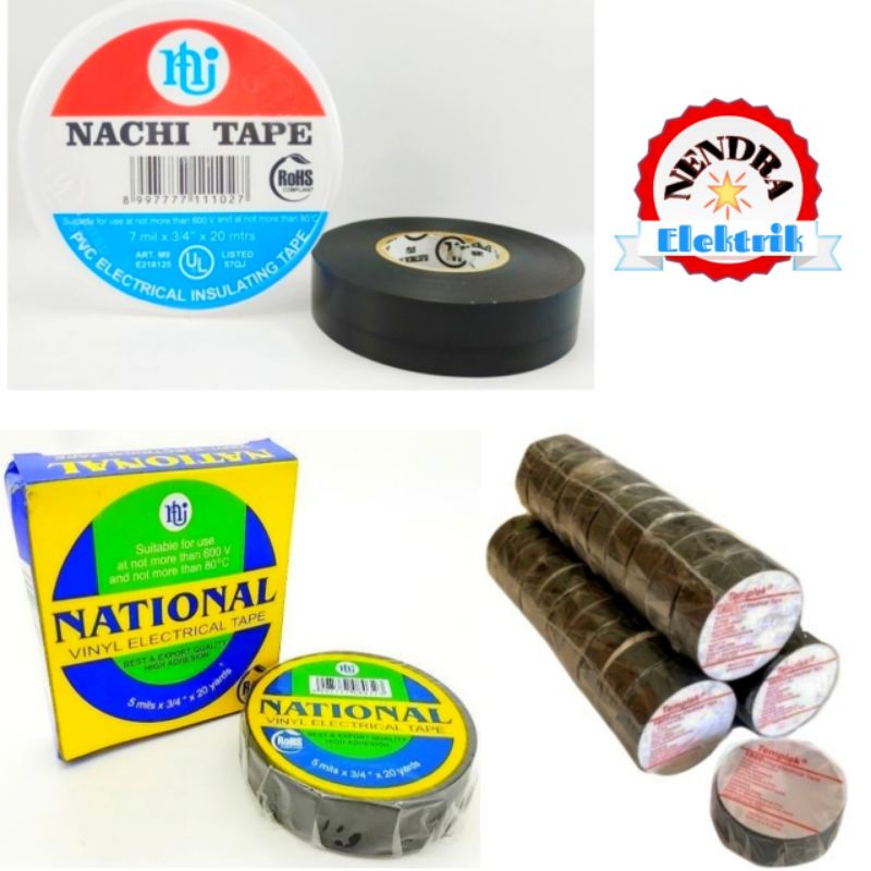 

Isolasi Listrik Hitam NACHI National Templek Hitam 20 Yards (harga 1 pcs)