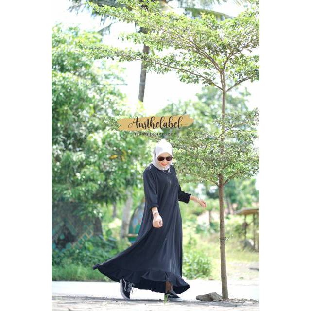 GAMIS CANTIK ZIVAYA LONG TUNIK HITAM BY ANSTHELABEL